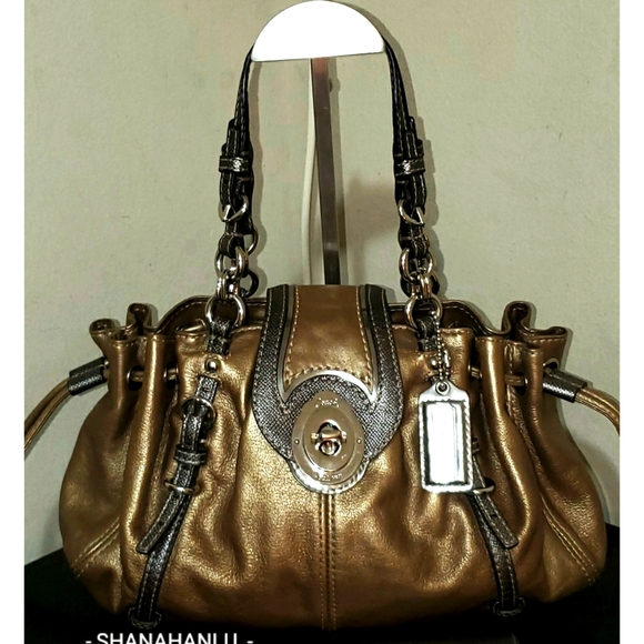 Coach Handbags - Coach Ltd. Edition Metallic Leather Satchel 🤎💚